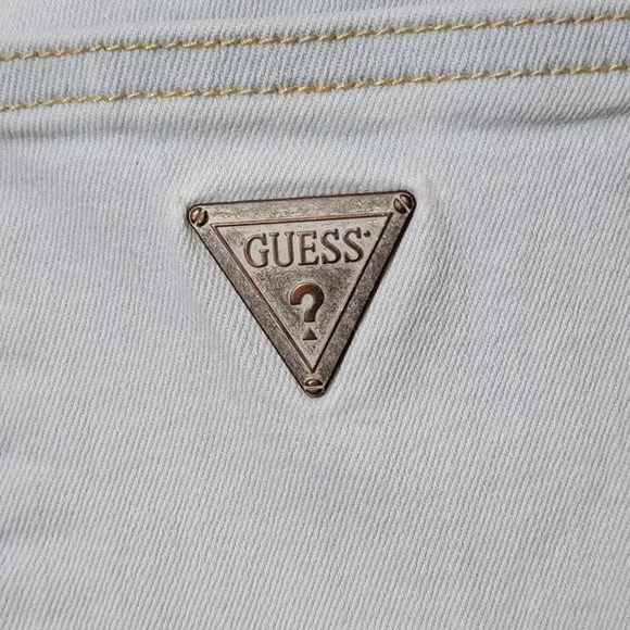 Guess Light Wash Destroyed Cuffed Denim Shorts - Picture 12 of 16